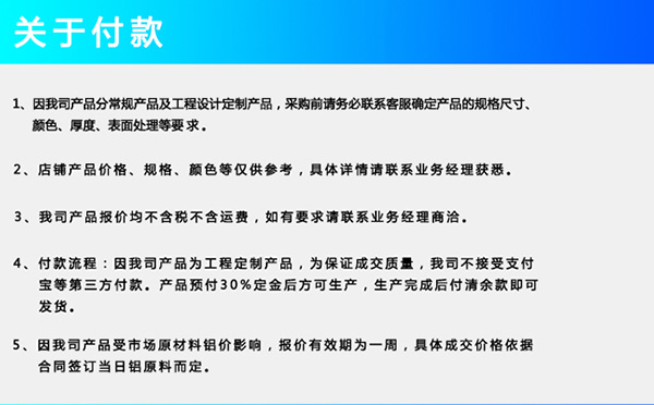 購買長盛紡木紋鋁蜂窩板付款說明